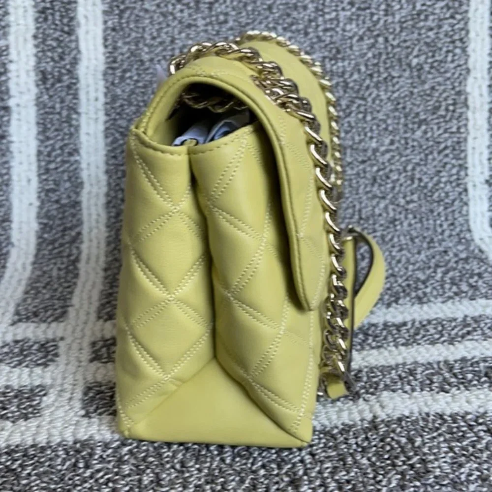 Kate Spade Natalia Smooth Leather Medium Flap Shoulder Bag Frosty Lime